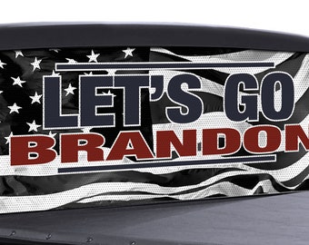 FGD Let's Go Brandon Perforated  Rear Window Black and White American Flag Vinyl decal