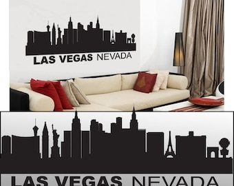 Wall Decal Sticker Las Vegas Skyline 20" Tall 51" Wide in White or Black