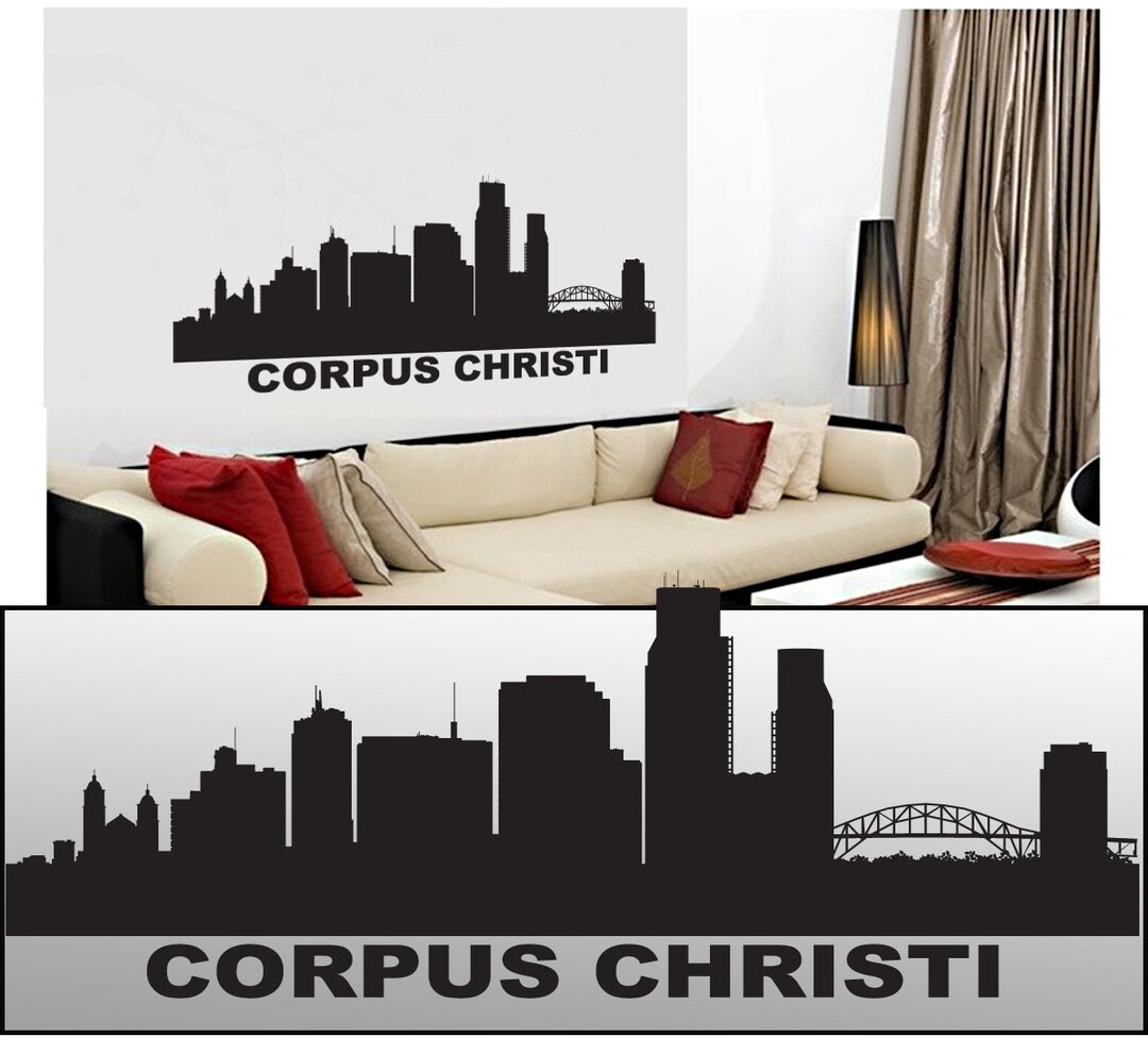 Wall Decal Sticker Corpus Christi Skyline 20 Tall Etsy
