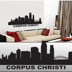 Wall Decal Sticker Corpus Christi Skyline 20&quot; Tall 51&quot; Wide in White or Black