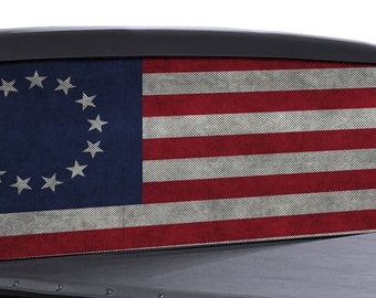 FGD Perforated Truck Rear Window Betsy Ross Colonial Flag Decal One way Vision