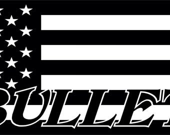 Custom Bullet Matte Black American Flag Truck Rear Window Vinyl decal Size: (Universal) 69" W x 20" H