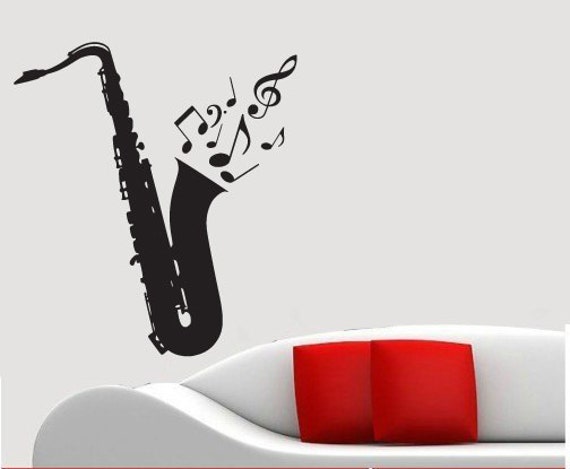 Music Wall Decal Art Sticker Picture Jazz Ribbon Instruments Silhouette Music Wall Decal Art Sticker Picture Jazz Ribbon Instruments Silhouette