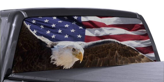 BALD EAGLE USA FLAG removable reusable vinyl decal sticker for car ~ truck