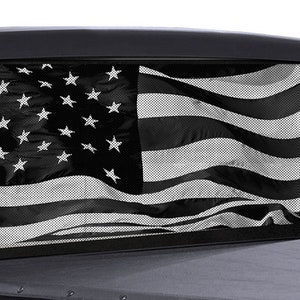FGD Truck Rear Window Wrap Black & White American Flag Perforated Vinyl Decal