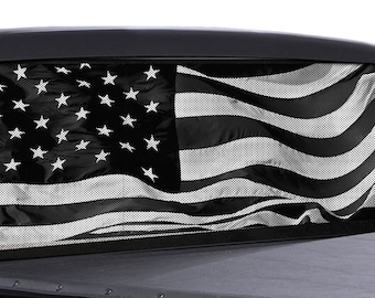 FGD Truck Rear Window Wrap Black & White American Flag Perforated Vinyl Decal