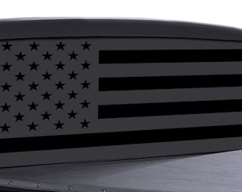 FGD Brand Matte Black American Flag Truck Rear Window Vinyl decal Size: (Universal) 65" W x 20" H