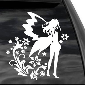 Fairy Car Window Decal 10&quot; x 11.5&quot; in white