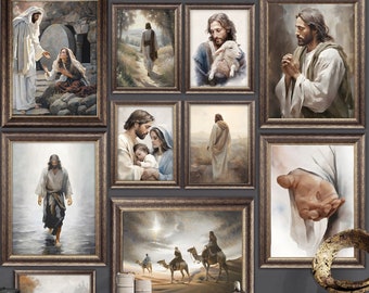 PRINTED-Jesus Collection #1- Christian, Bible, Religious, Savior, Nativity, Wise Men, Christmas, Vintage, Easter, Faith, Gallery, LDS