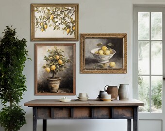 PRINTED- Fruit Still Life-Mailed Prints, Farmhouse, Cottage, Kitchen , French Country, Vintage, Moody Aesthetic, Textural, Rustic