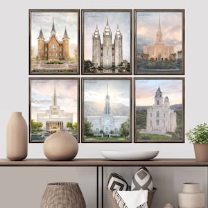 Latter Day Temples-Mailed Prints, LDS Art, Christian, Religious, Rustic Vintage Style, Spiritual, Wedding Gift, Covenant Art, Home Decor