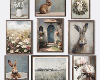 PRINTED Vintage Spring & Easter - Mailed Art, Easter Bunny, Wildflowers, Wreath, Bunnies, Rabbits, Lemons, Cottage, Eggs, Bouquets, Neutrals