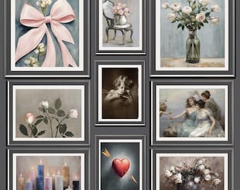 PRINTED-Vintage At Heart- Romanticism, Hearts, Valentine's Day, Cottagecore, Organic, Love,Textures, Masterpiece, Cupid, Roses,Floral, Paris