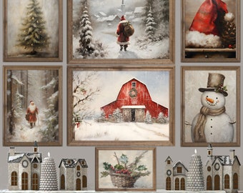 PRINTED-Yuletide Christmas Collection- Prints Mailed, Santa, Holiday, Winter, Holiday Gifts, Collage Walls, Snowman, Nutcracker, Snowman