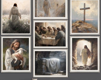 PRINTED- Jesus Christian Collection #2-Jesus, Bible, Religious, Savior, Scripture,Vintage, Bible, LDS, Easter, Faith, Gallery