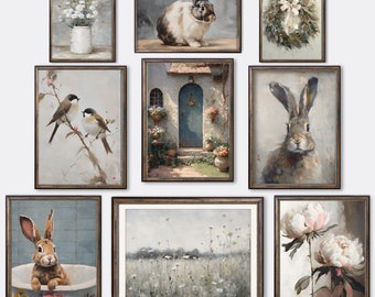 PRINTED Vintage Spring & Easter - Mailed Art, Easter Bunny, Wildflowers, Wreath, Bunnies, Rabbits, Lemons, Cottage, Eggs, Bouquets, Neutrals