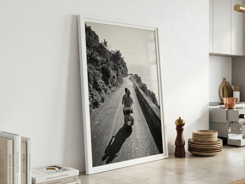 Black and White Coastal Road Poster - Monochrome Wall Decor - Etsy