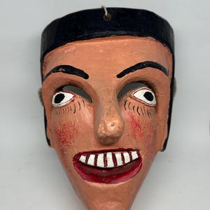 Humerous Vintage Mexican carved wooden Festival Dance Mask