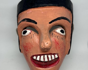 Humerous Vintage Mexican carved wooden Festival Dance Mask