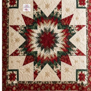 Christmas Quilt Pattern Digital PDF Star Quilt Guide Gift For Her Large Bed Block