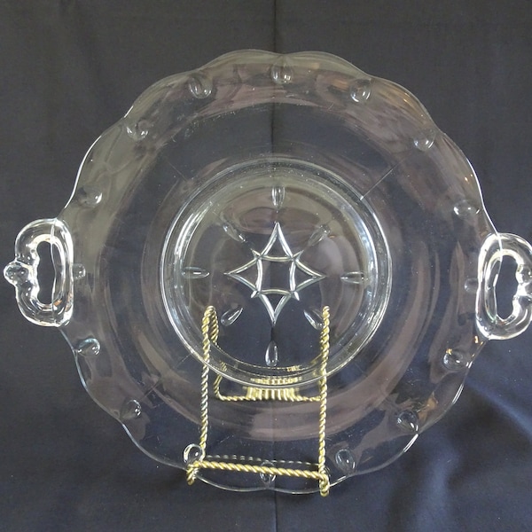 Large Glass Star & Teardrop Design Serving Platter, Vintage Double Handled Food Tray, Dining and Entertaining Accessory