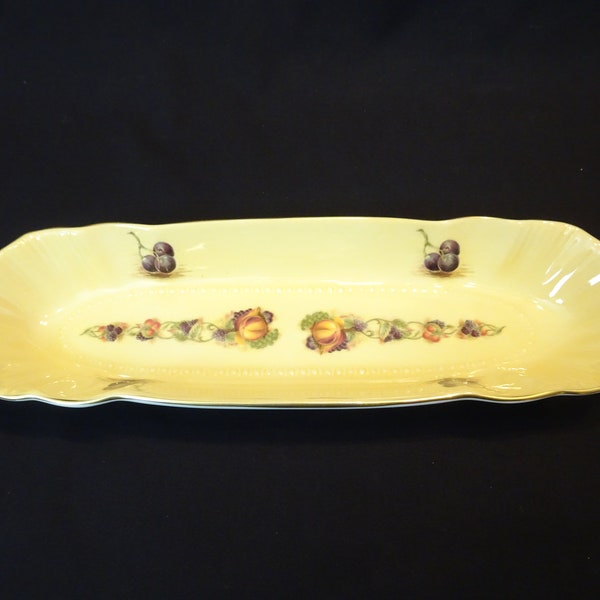 Aynsley Orchard Gold Mint Serving Tray, Vintage Fruit Decorated Oblong Candy Dish, Desk Pen Holder Organizer