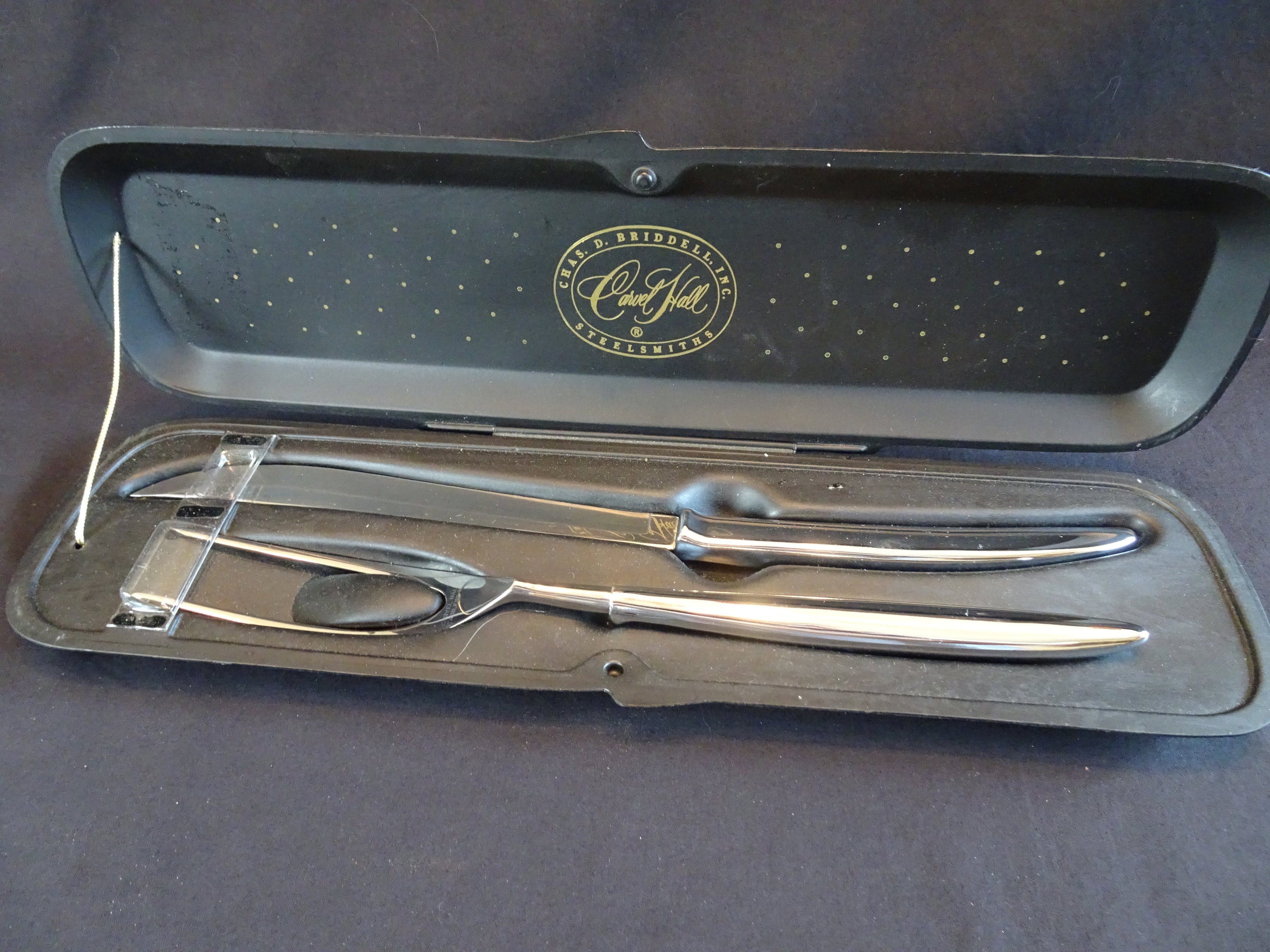 Carvel Hall Stainless Steel Carving Set With Case, Vintage Chas. D