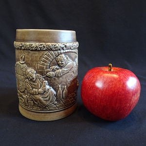 West Germany Pottery Stein, Vintage Pub Scene Beer Mug, Collectible Tankard