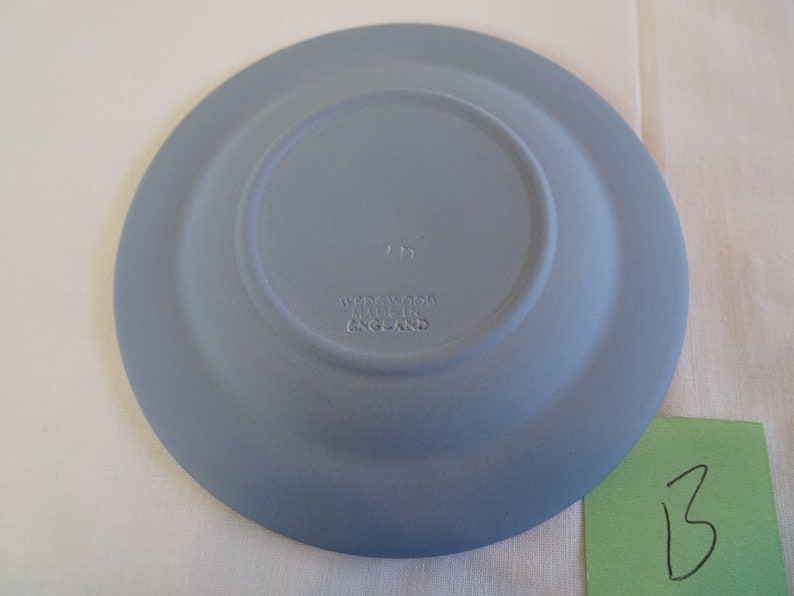 Vintage Pale Blue Pottery Ring Holder Tray Wedgwood Jasperware Round Trinket Dish