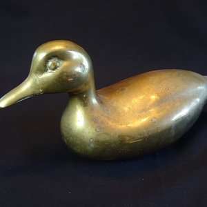 Brass Duck Sculpture, Vintage Large decorative Wildlife Bird Figurine