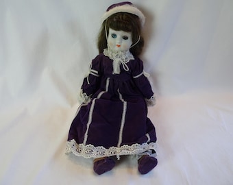 Antique- Style- Doll- 1980- Reproduction- Human Hair- Redressed