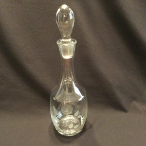 Toscany Crystal Etched Roses & Leaves Decanter, Vintage Romania Flower with Foliage Liquor Bottle with Stopper, Bar Accessory, TOY13 Pattern