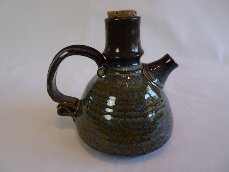 Decorative Pottery Tea Kettle Vintage Green Stoneware Jug Etsy