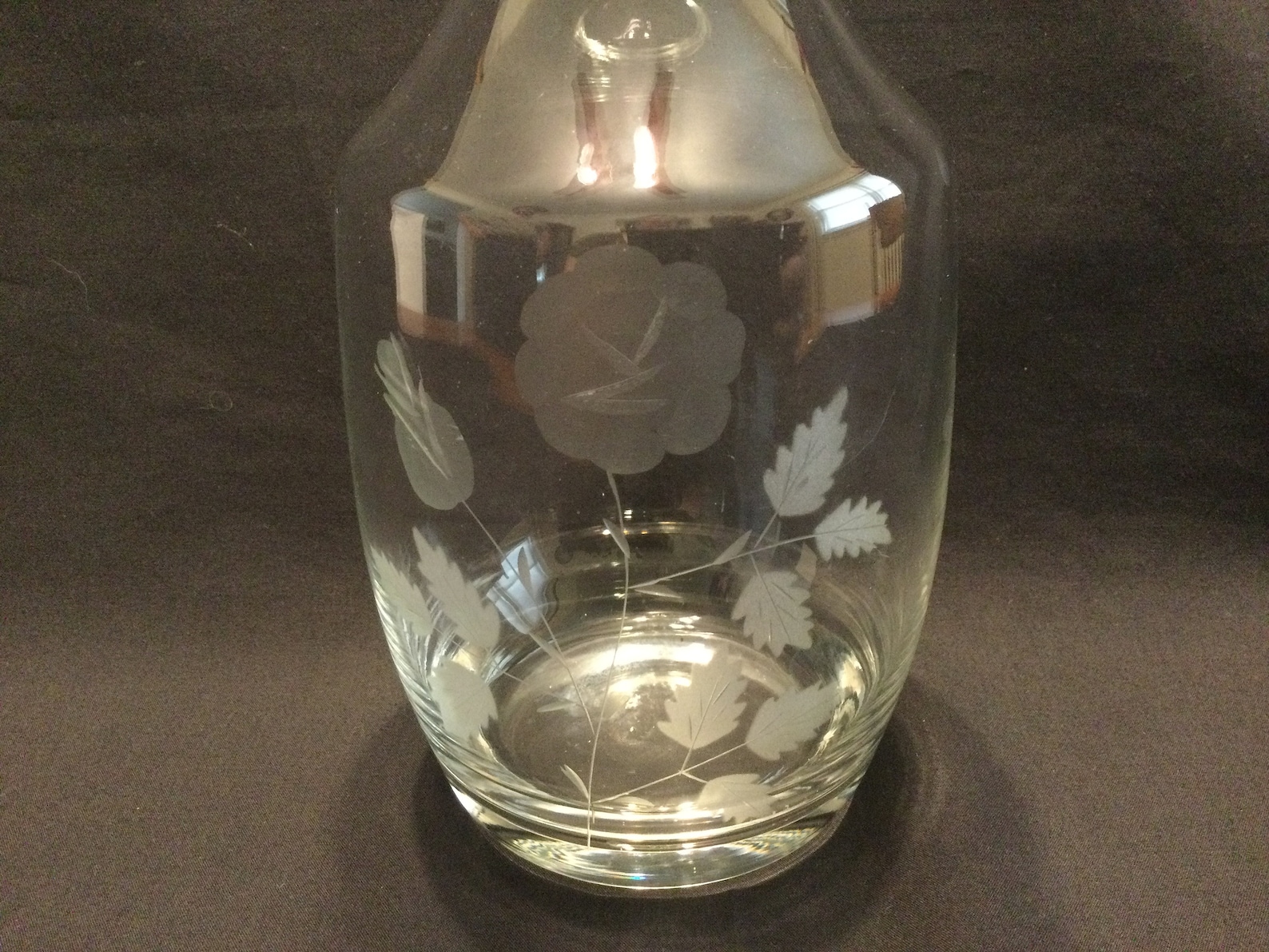 Etched Flowers Decanter Vintage Floral Liquor Bar Bottle with Etsy