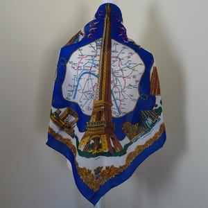 Eiffel Tower Paris Scarf, Vintage France Landmarks Souvenir, Stylish Travel Fashion Accessory, Feminine Clothing Accent