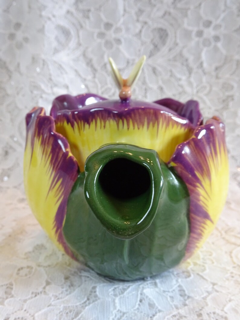 Vintage Flower Shaped Teapot Kitchen Decor Decorative Yellow
