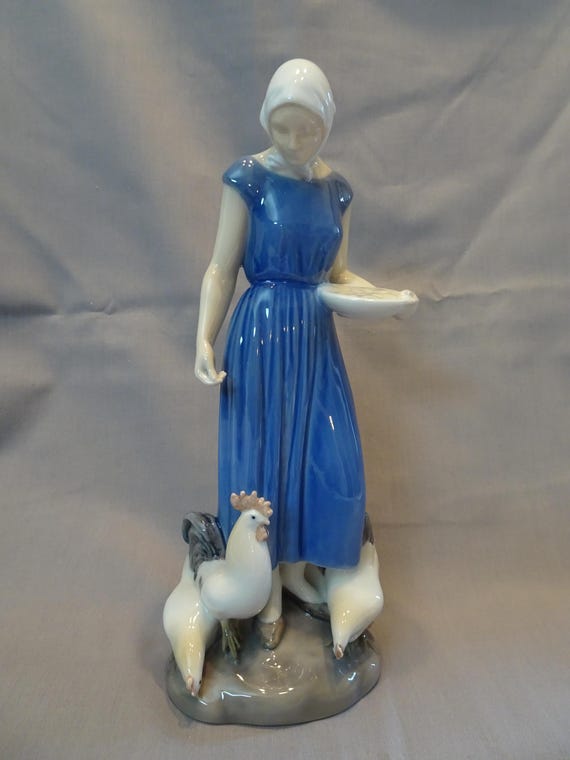 Bing and Grondahl Poultry Girl Figurine, 1950s #2220, Vintage B&G