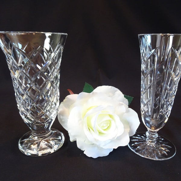 Waterford Irish Crystal Kinsale Pedestal Vase, Vintage Kilbarry Ashbourne Footed Flower Container