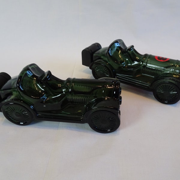 Avon Straight 8 Race Car Cologne Bottle, Vintage Dark Green Automobile Figural Fragrance Containers