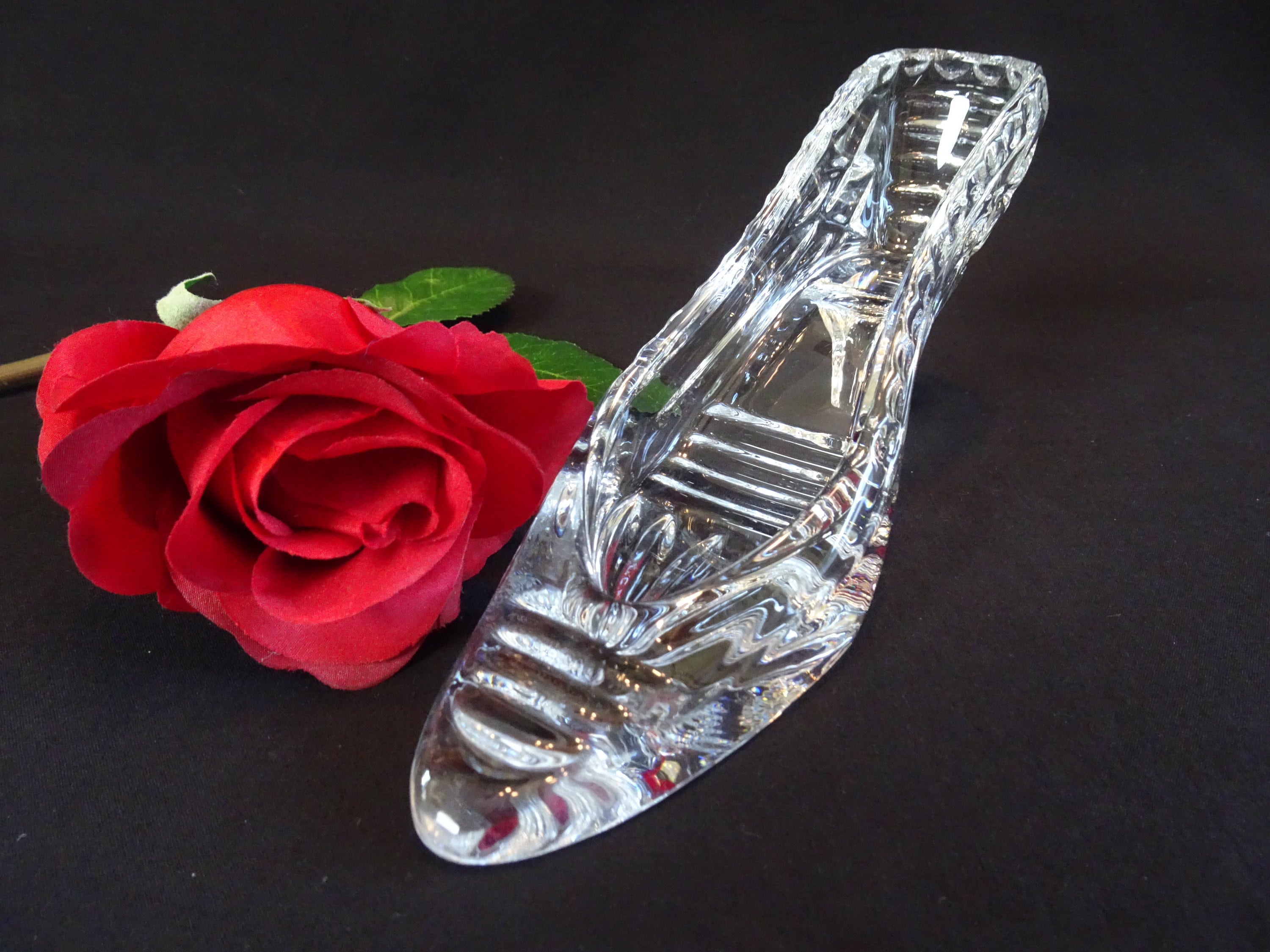 Crystal Princess Slipper Sculpture, Vintage Cinderella Shoe Figurine