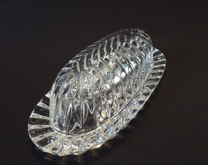 Mikasa Park Lane Crystal Covered Butter Tray, Vintage Cut Vertical