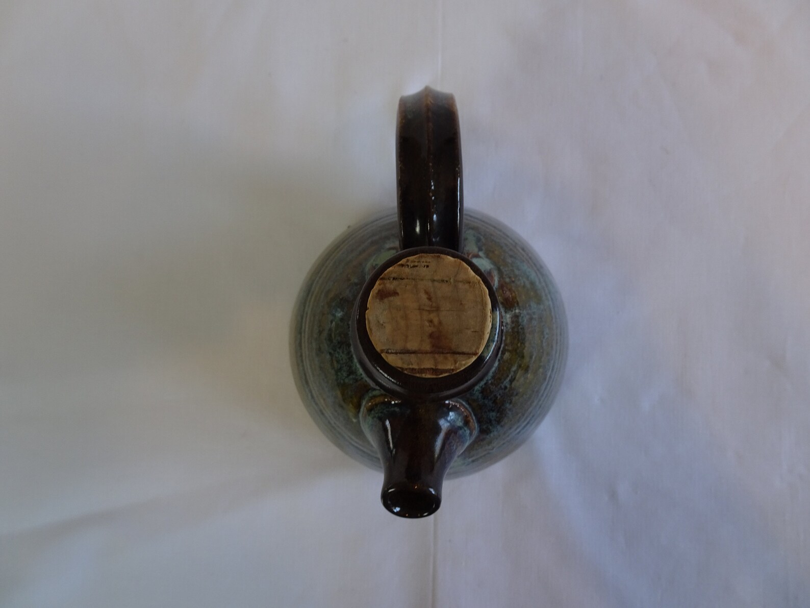 Decorative Pottery Tea Kettle Vintage Green Stoneware Jug Etsy