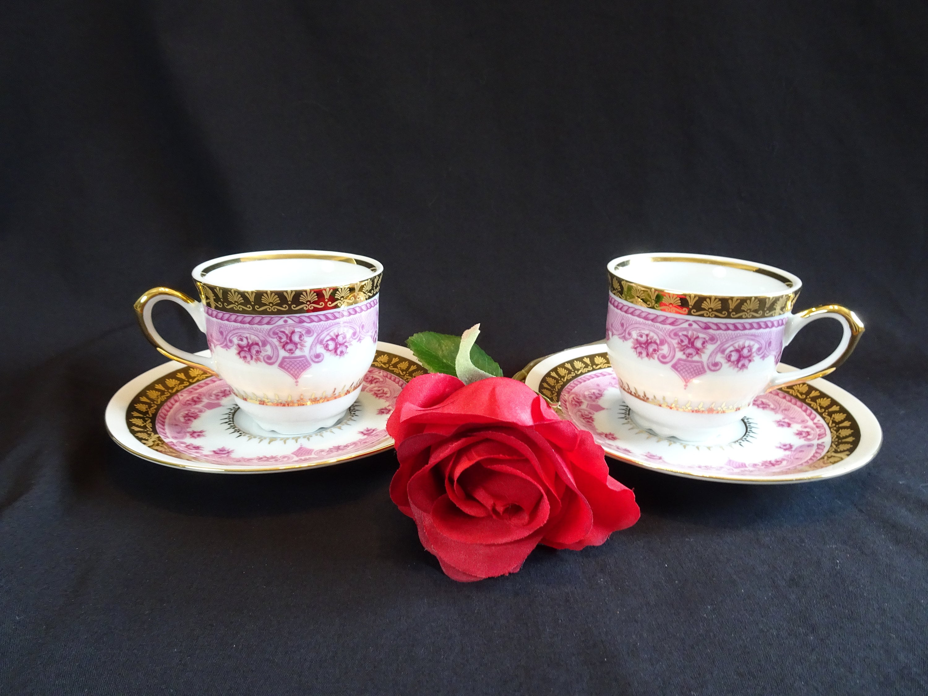 Chintz Czechoslovakia Demi Cups and Saucers..vintage Portland Pattern -   Canada