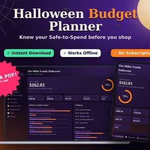 Halloween Budget Planner, Candy & Costume Expense Tracker, Party Planner, Interactive HTML Web App, Offline Digital Download