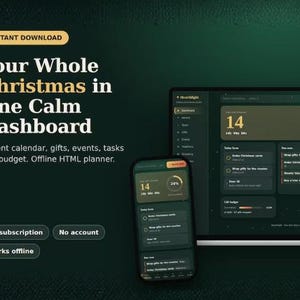 Offline HTML Advent Calendar Planner, Holiday Countdown Dashboard (Digital Download)