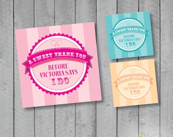 A Sweet Thank you - Custom Circus / Carnival Themed Favor Tags - 3 color at 3x3