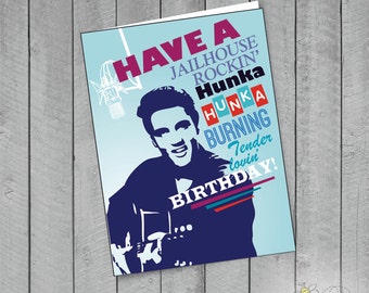 1 Elvis like Happy Birthday Card + 1 Envelope