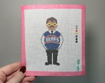 Mike Ditka Needlepoint Canvas 18 Mesh Chicago Football Legend
