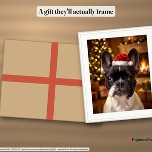 Gift idea: the christmas portrait framed next to a gift box
