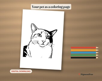 Custom Pet Coloring Page from Photo, Printable Dog & Cat Sheet for Kids and Adults (Digital Download)